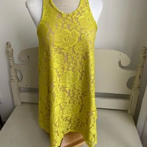 Lemon yellow lace dress